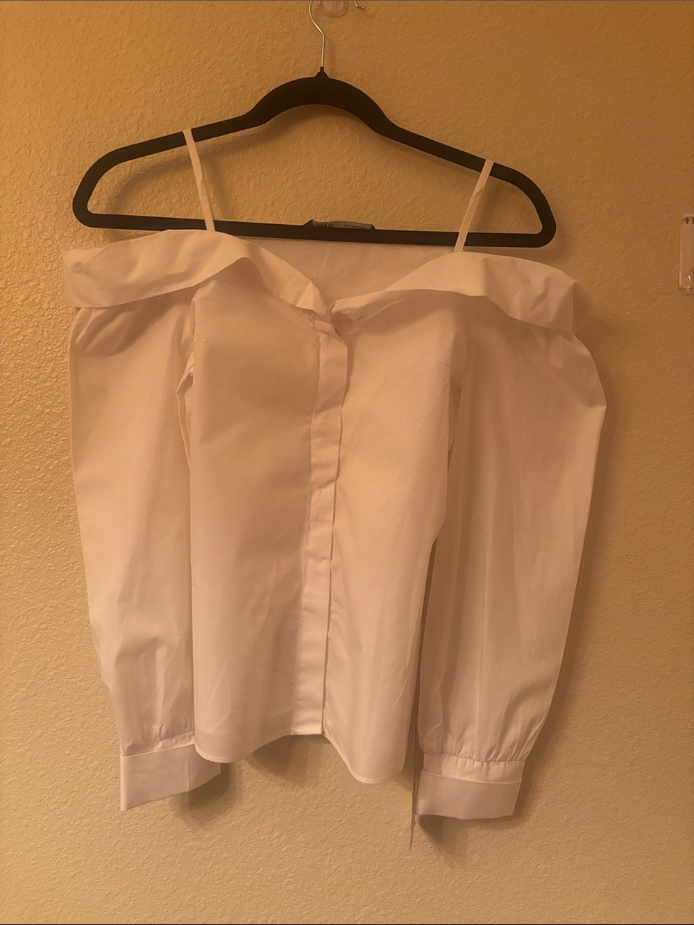 Zara White Off-Shoulder Button-Front Blouse